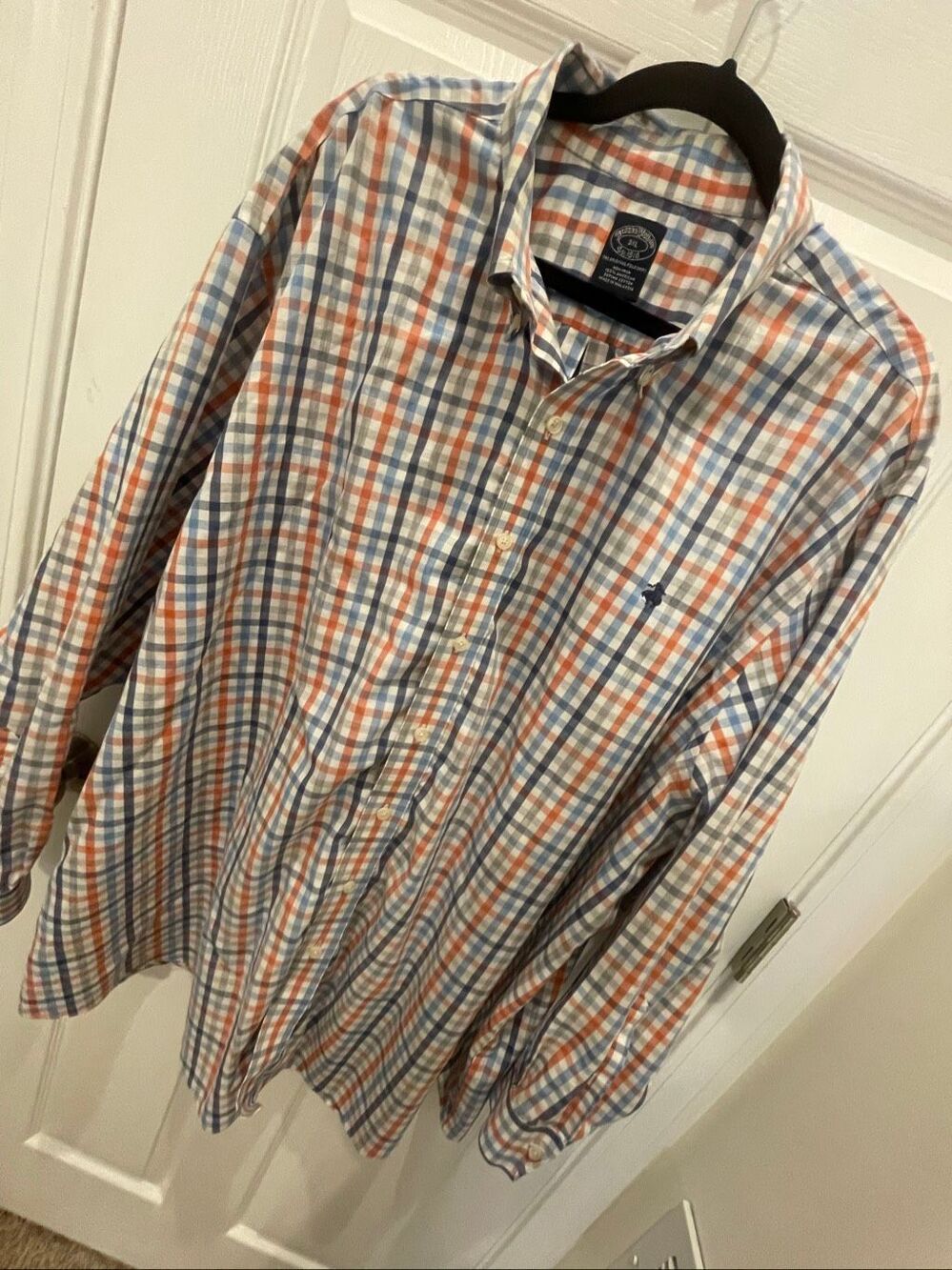 Brooks Brothers 3XL Plaid Button Down Shirt Supima Cotton Non-Iron